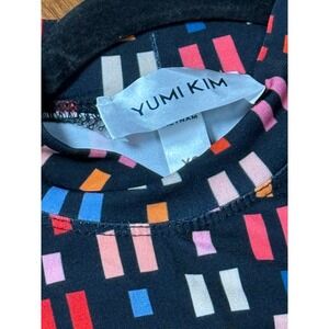 YUMI KIM Black Multi Color Geometric Print Short Sleeve Midi Dress XS